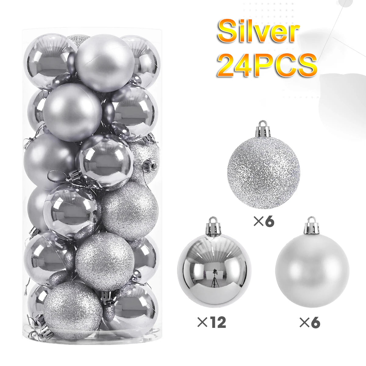 Bola de Natal 24 peças de enfeites de bolas de Natal, enfeite de Natal para árvore de Natal