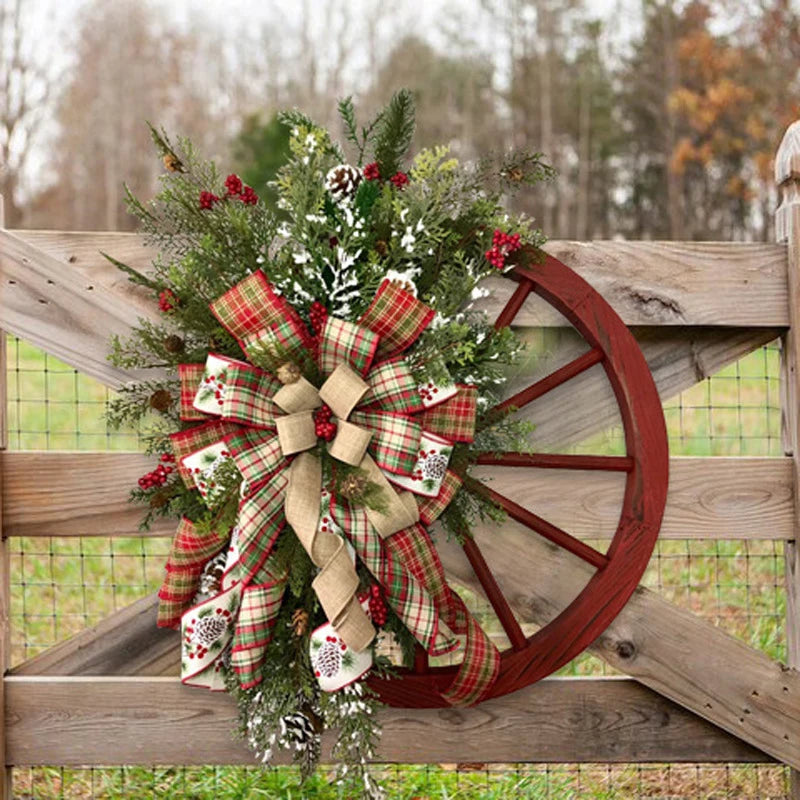 Guirlanda pendurado roleta de madeira flor natal