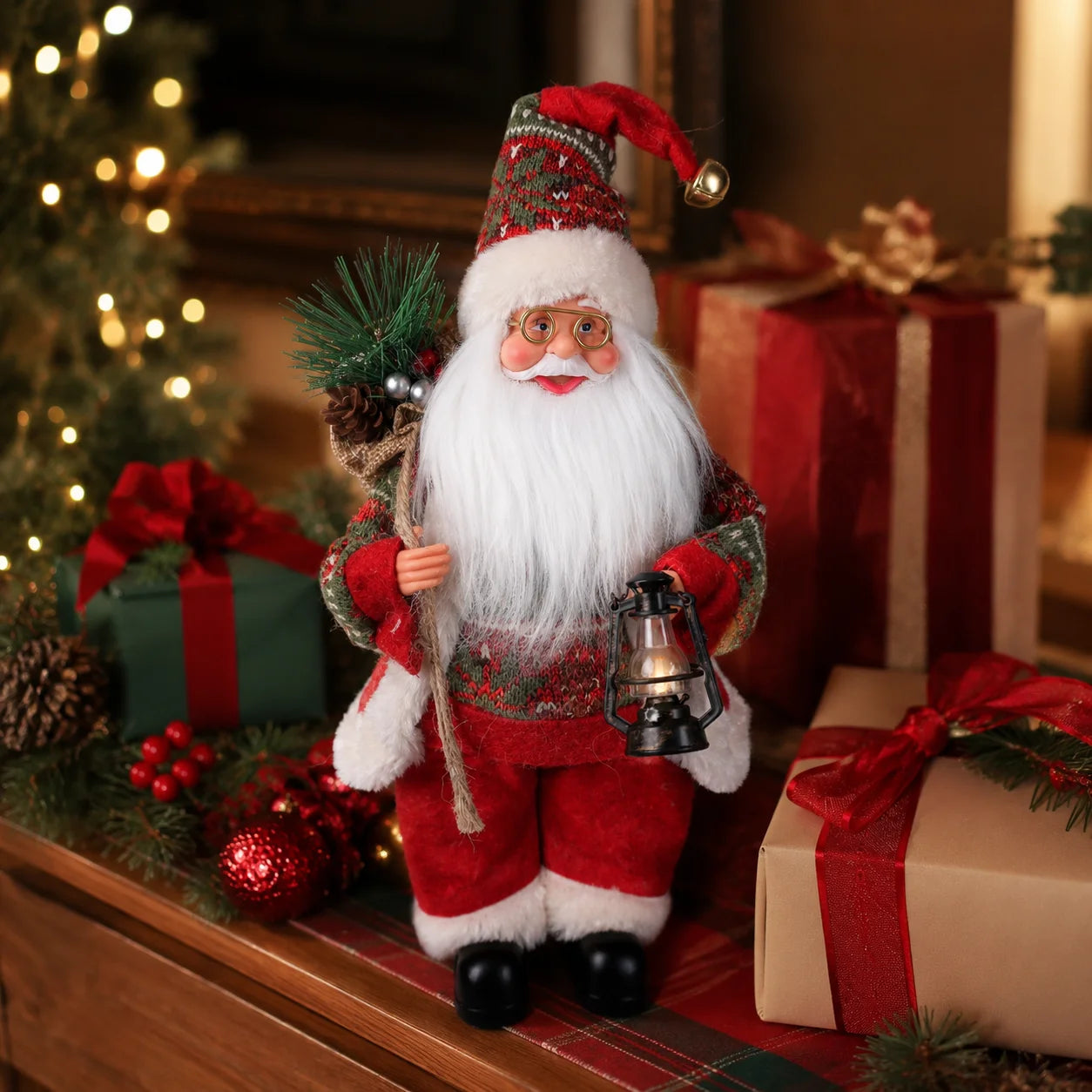 Papai Noel de Vermelho Decoração de Natal, Papai Noel de Luxo, Enfeite Natalino Grande