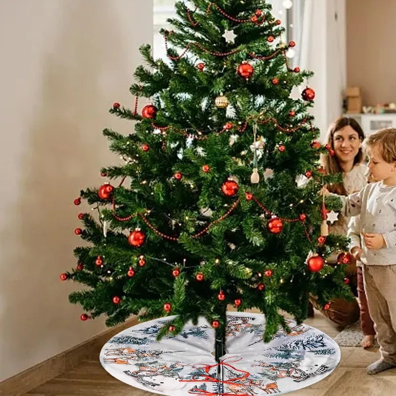 Saia para árvore de Natal, 75 até 122 cm, boneco de neve, rena, floco de neve, saia clássica