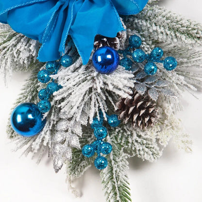 Guirlanda decorativa Azul, guirlanda de Natal pré-iluminadas sem fio para porta da frente
