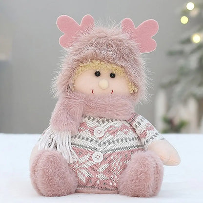 Boneco de Árvore de Natal Festivo Natal Rosa de Pelúcia Tecido Figure Desktop Decoração