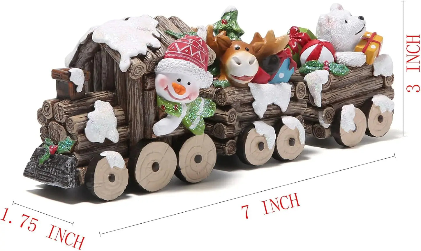 Trem de madeira com personagens de Natal Decoração de Natal Decoração Casa Interior