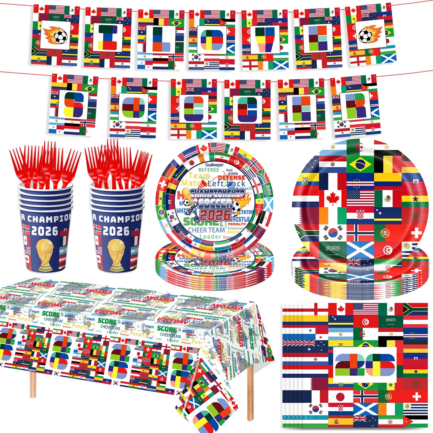 Kit Festa Pronta Brasil Copa do Mundo Decorativo Completo 30/41/116 Peças Festa colorida