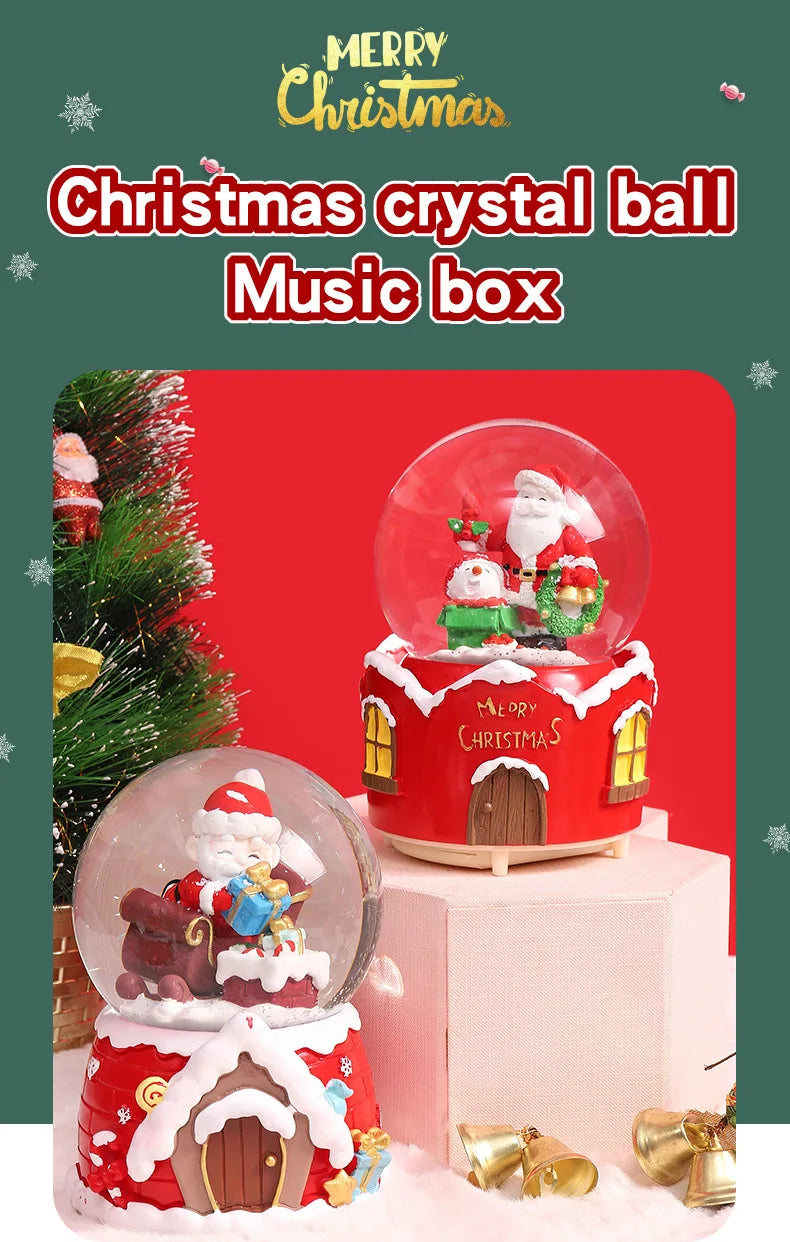 Globo de Neve de Natal, Bola de Cristal Iluminada, Enfeites de Bola de Vidro, Decorações