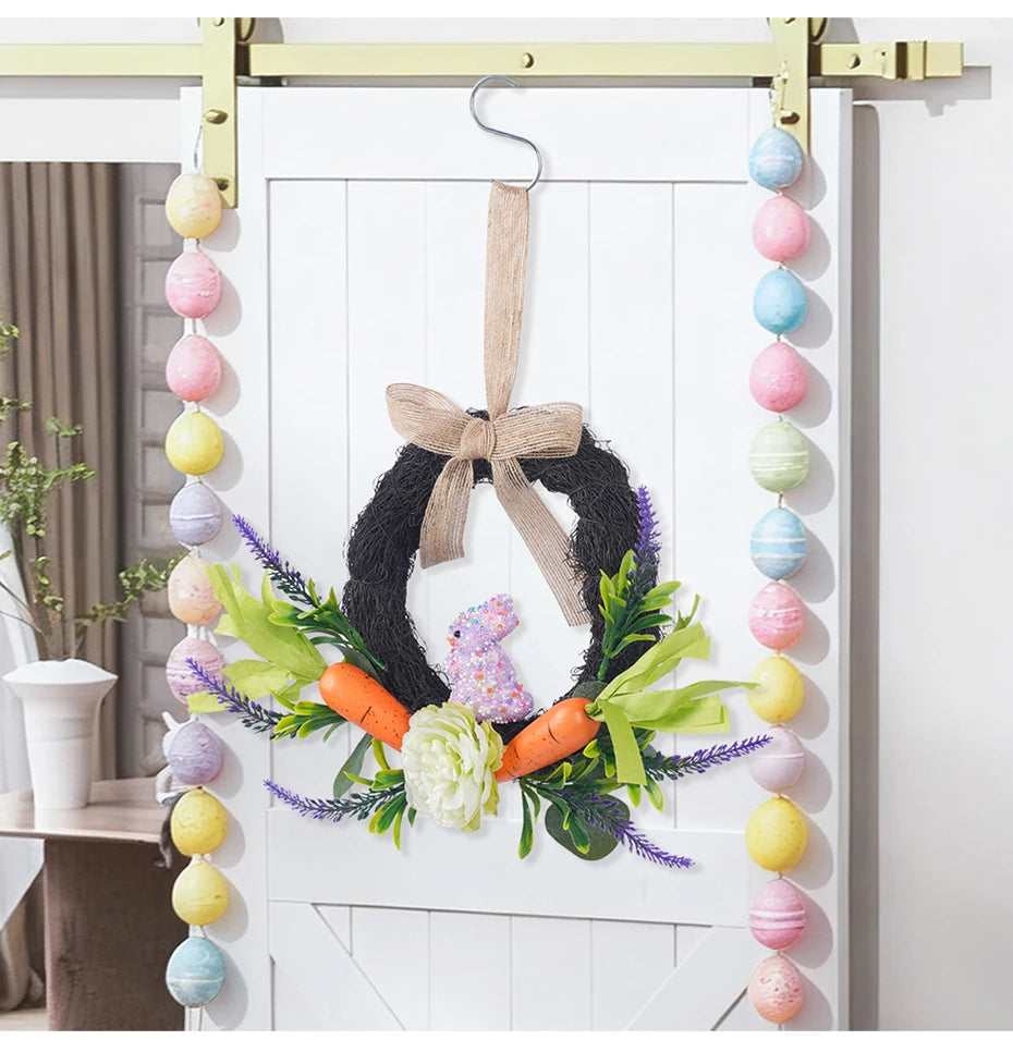Guirlanda grande de coelho da páscoa decoração de janela guirlanda em forma de coelho