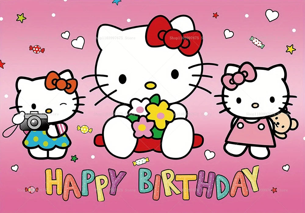 Cenários para festa Hello Kitty Girls  para festa de aniversário de gatinho, lembrancinhas