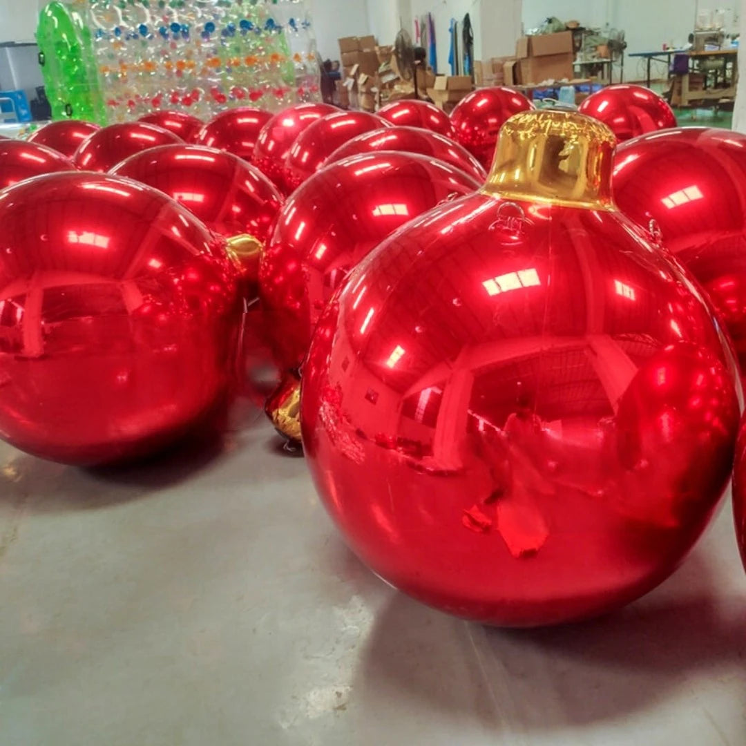 Bola Inflável Gigante de Natal Espelhada Ornamento Inflável de Natal Esferas Gigantes Festa