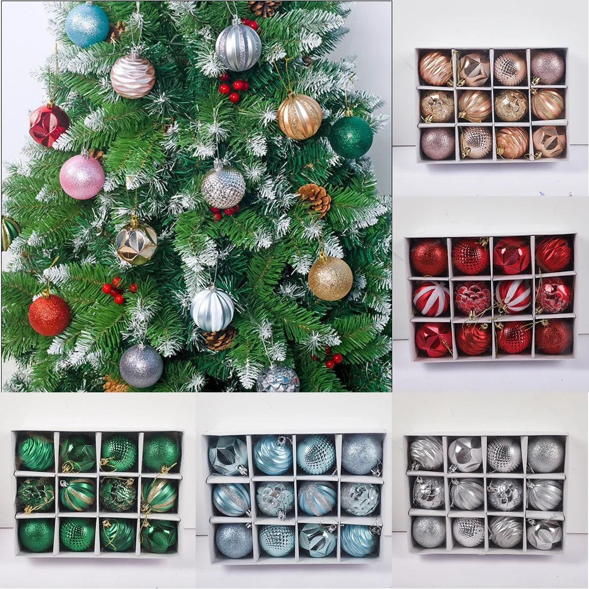 Bola de Natal 1 caixa de bolas de glitter, ecológicas, à prova d'água, de PVC, decorativas