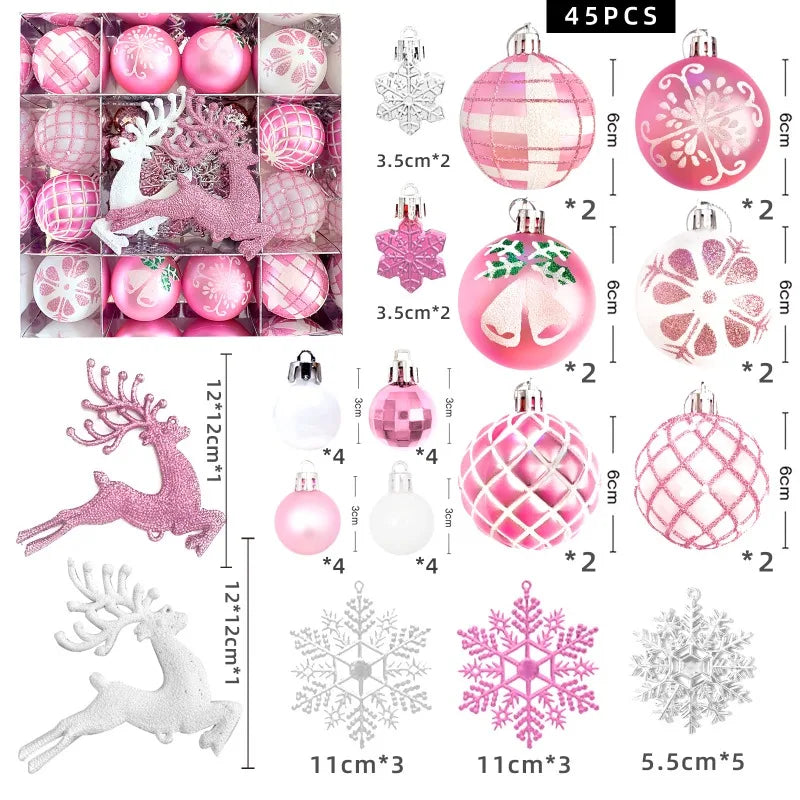 Bola de Natal Conjunto de 45 Peças de Enfeites de Bola de Natal Enfeites de Natal Variados