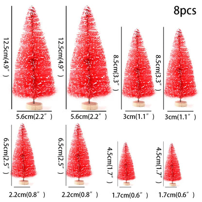 Árvore de Natal Artificial Decoração Natal 8 Peças Mini Pinheiro Artificial Natal Decoração