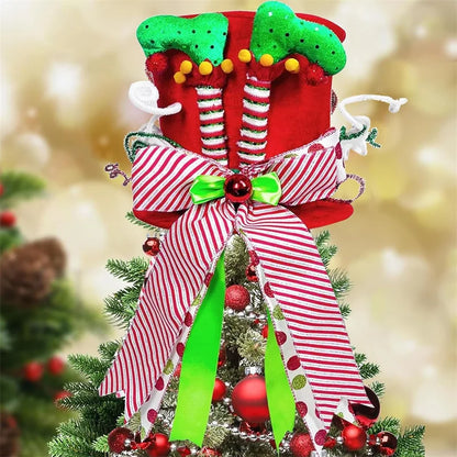 Ponteira Natal Premium Ponteira Decorativa Árvore de Natal, Enfeite Árvore Natalina Chapéu Vermelho Bengalas