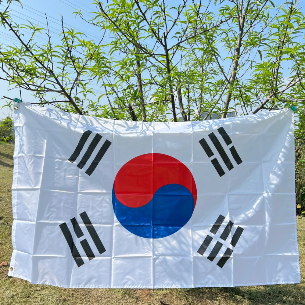 Bandeira da Coreia do Sul para Copa do Mundo de 1,82 m x 1,52 m bordado externo Coreia