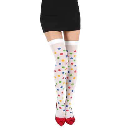 Meia calça infantil algodão bolinhas coloridas inverno e Meias altas até o joelho bolinhas