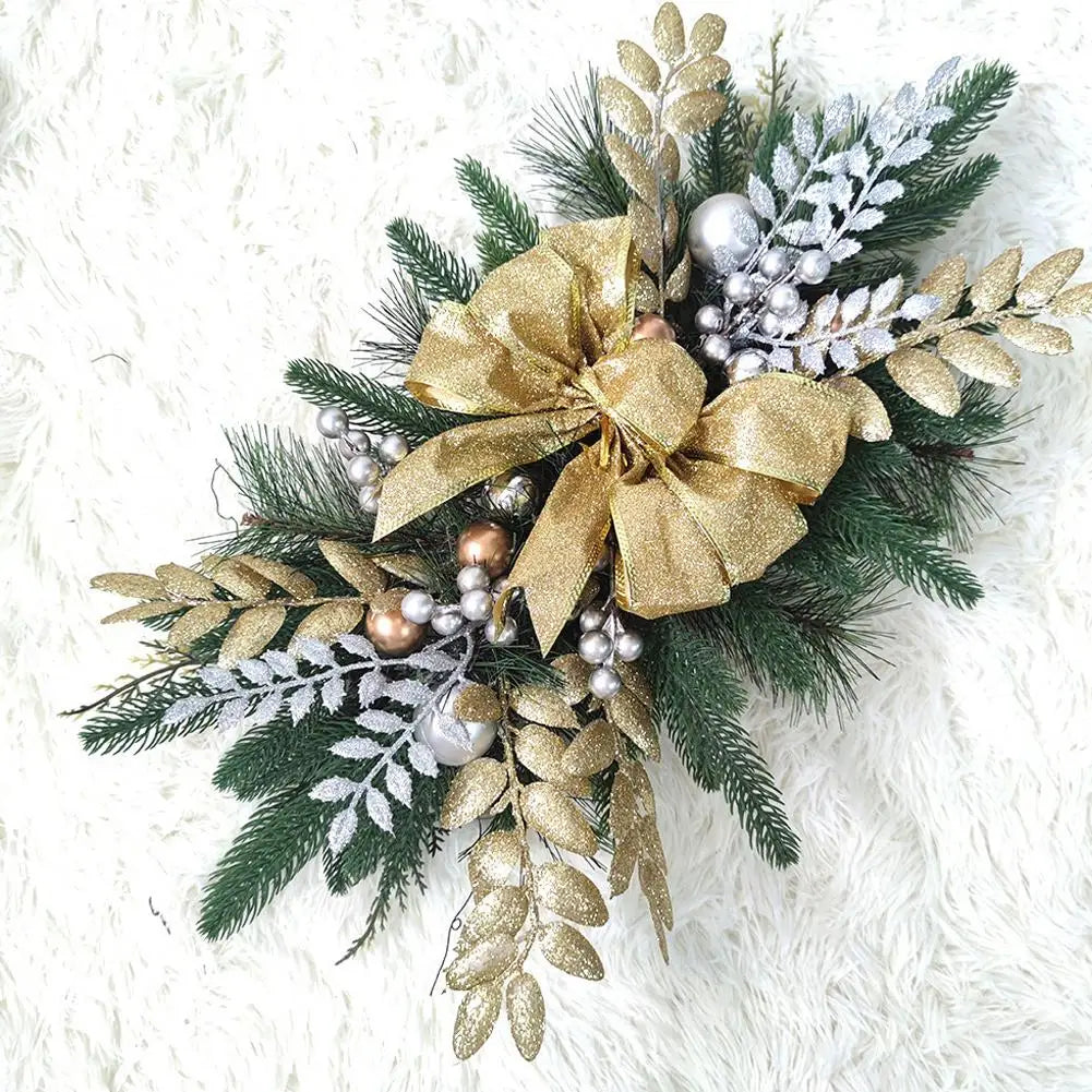 Guirlanda de Natal Decoração Azul e Branco Componente com Guirlanda Dupla de Pinha