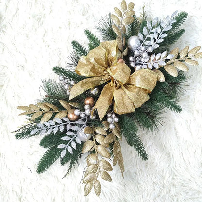 Guirlanda de Natal Decoração Azul e Branco Componente com Guirlanda Dupla de Pinha