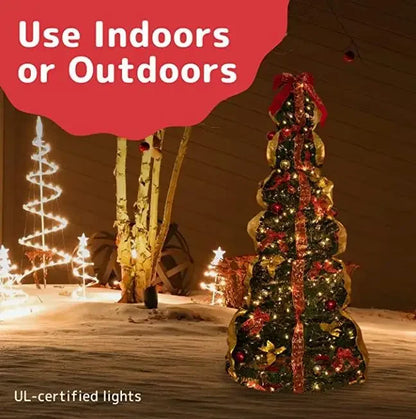 Árvore de Natal Premium Com Enfeites e Pisca Pisca de 1.8m/47 Polegadas 400 Galhos