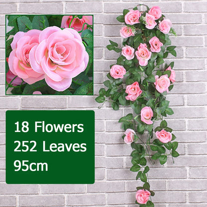 Flor artificial rattan planta falsa videira decoração rosas flores decoração interior