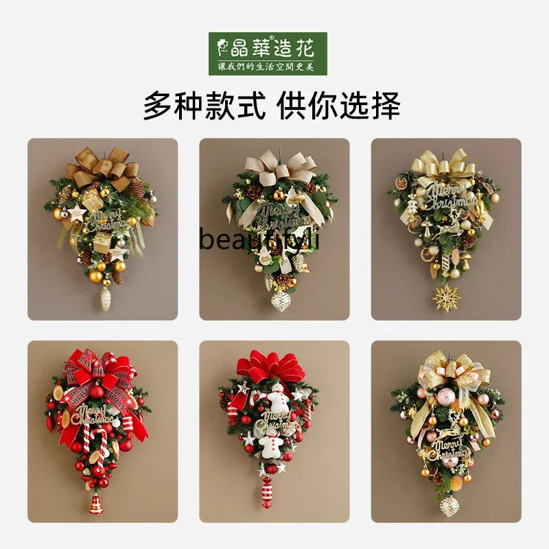 Guirlanda de Natal Nevada com Bolas Vermelhas, Pinhas e Azevinhos - Decoração Natalina