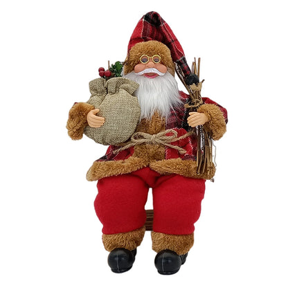 Boneco Papai Noel Casaco 30cm Enfeite Natalino Luxo Decoração Premium