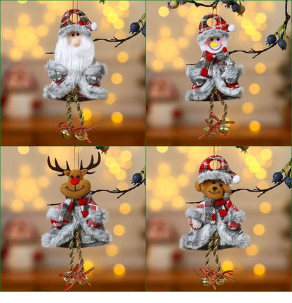 Kits Enfeites Natal Pelúcia Papai Noel e Neve Rena e Urso com Roupinha Verde e Vermelho