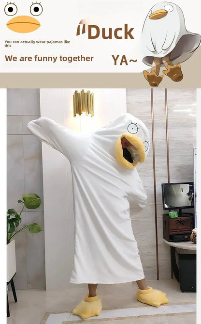 Fantasia Adulto Pintinho Pijama para Adulto - Traje Cosplay de Pelúcia Pato Flanela Traje