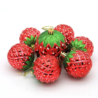 Enfeite Morango para Árvore de Natal Enfeites Natalinos Vermelhos para Árvore de Natal