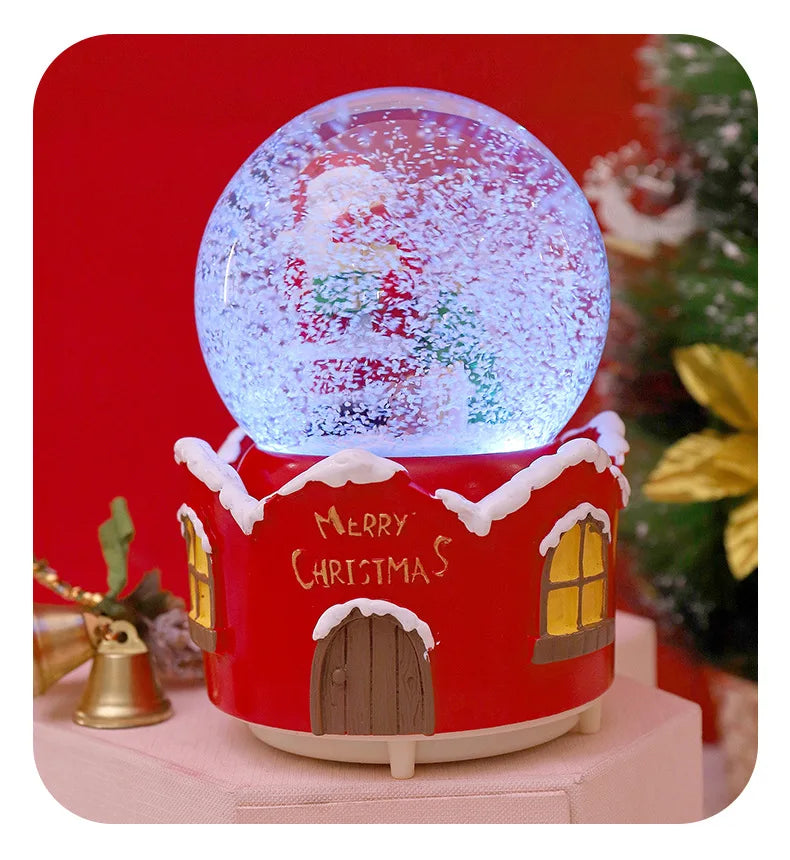 Globo de Neve de Natal, Bola de Cristal Iluminada, Enfeites de Bola de Vidro, Decorações