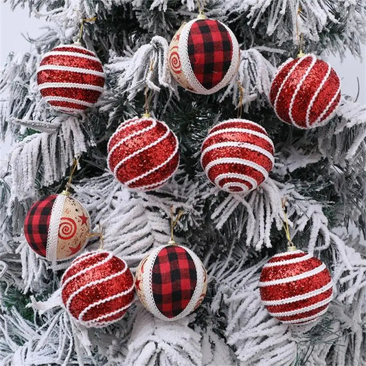 Bola de natal glitter Kit 3 Bolas Glitter Vermelho Árvore De Natal Artesanal 8x9cm/3.15x3.54