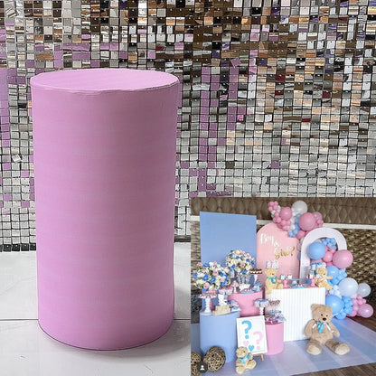 Conjunto de 1 capas cilíndricas para pedestal de cilindro rosa para festa, elastano