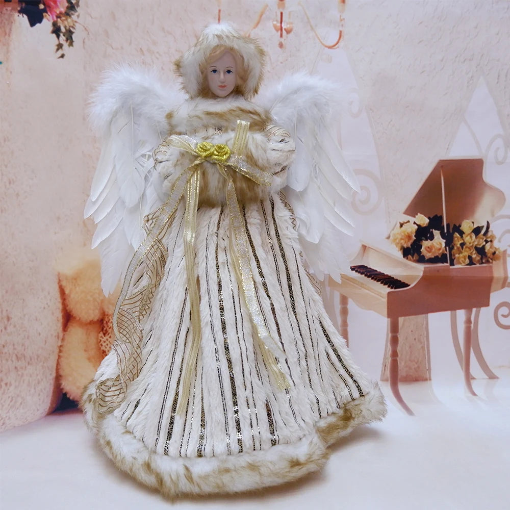 Anjo decorativo para árvore de natal enfeite de árvore de anjo Natal de 40,64cm com asas