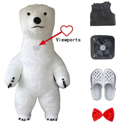 Fantasia Urso Polar Inflável Natal Mascote Traje kit Completo Mascote para Natal