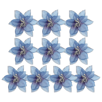 Flores Natal Glitter Artificial 10/100 peças de Enfeite de Árvore de Natal de Poinsétia Glitter