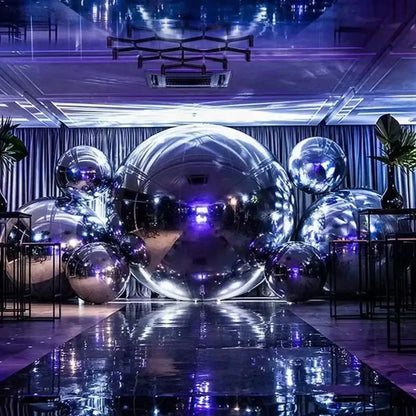 Bola de espelhos para shopping Bola de espelhos inflável, balão gigante espelhado prateado