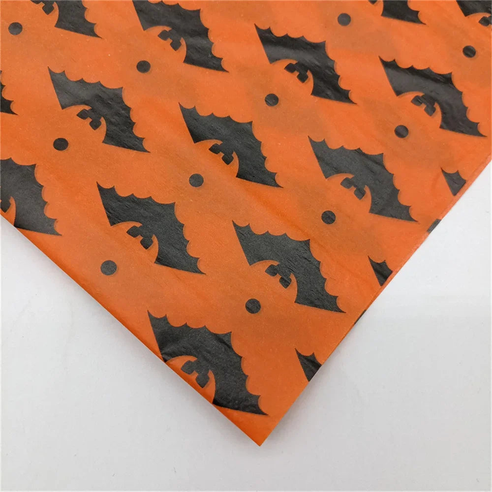 Papel de Seda Decorativo (Papel Tecido) com Estampas Temáticas de Halloween 50cm*35cm