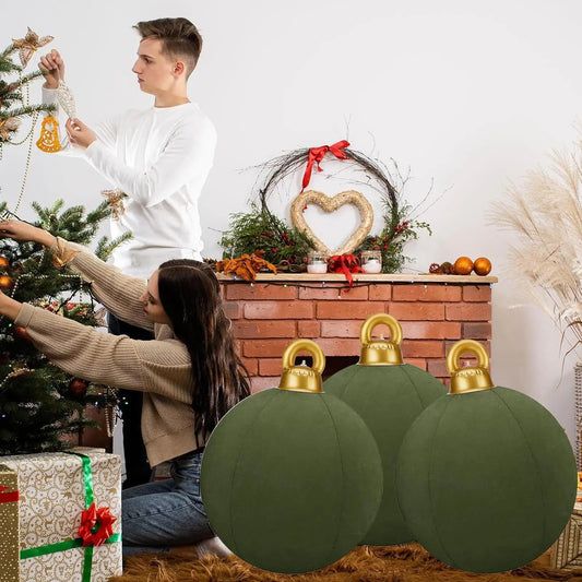 Bola de Natal Inflável Gigante de 60cm com Acabamento Aveludado, Bola Inflável Shoppings