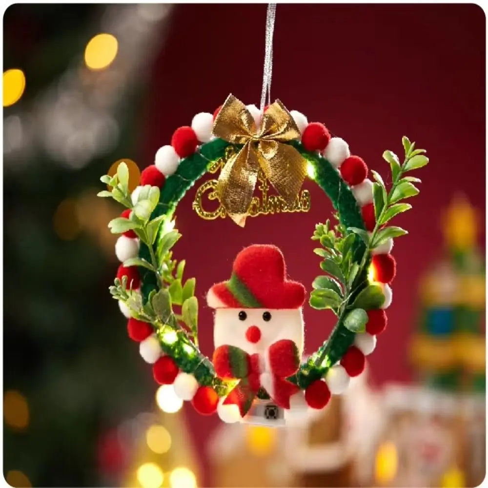 Guirlanda de Natal feita à mão com iluminação para decoração de festa de Natal