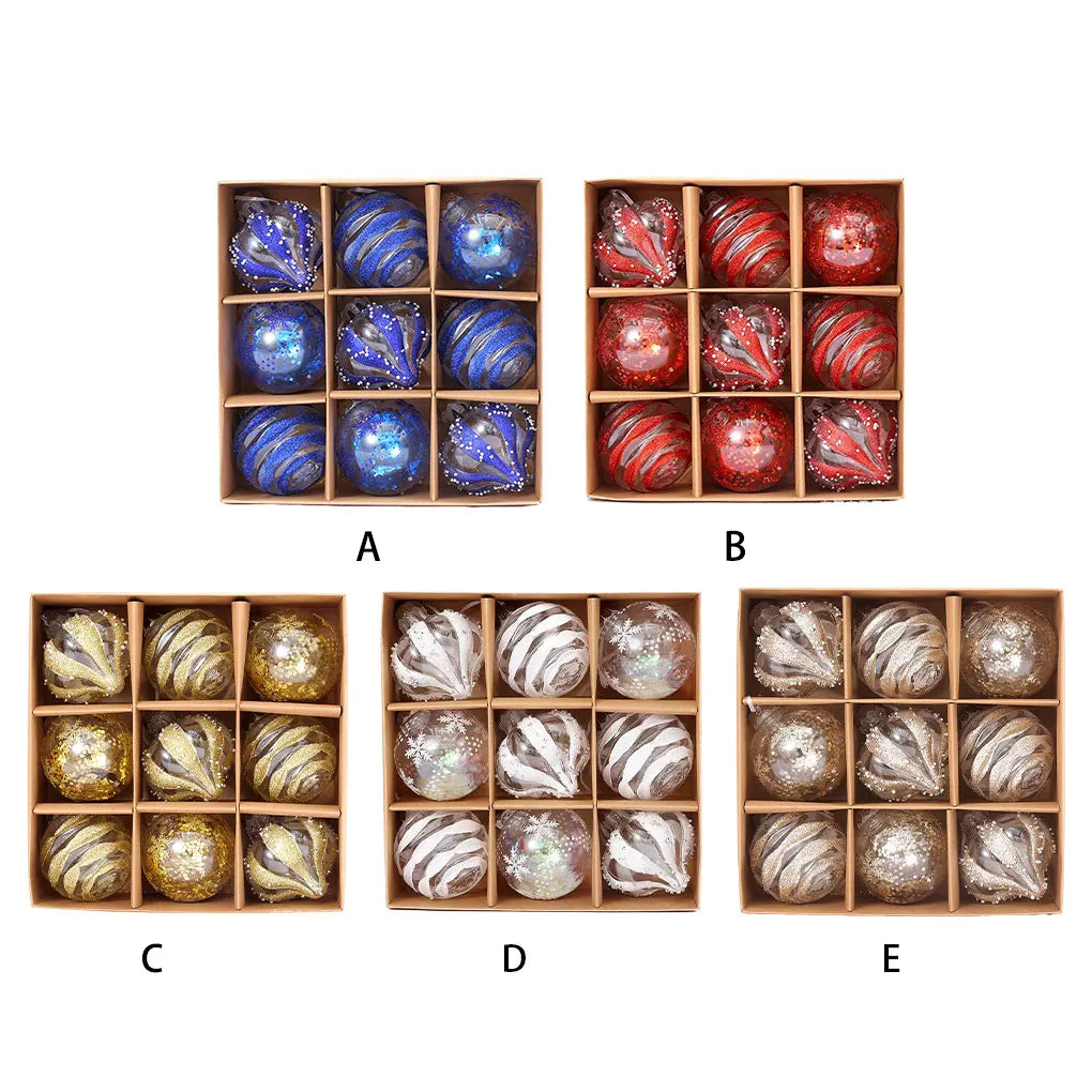 Bola de Natal Colgante de Plástico com Forma de Bolas 9 Peças Enfeites de Bola de Natal