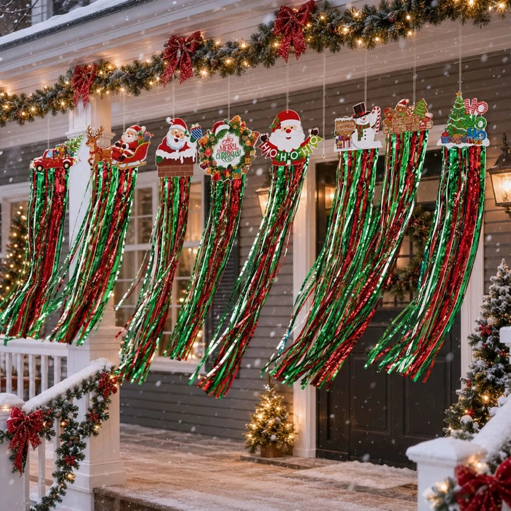kit de Decoração Pingente Teto Fitas Metal Alumínio Pendente de Natal com Franjas Metalizadas