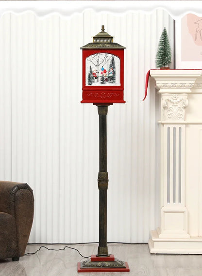 Poste Natalino Musical com Neve Artificial, 1.2 metros, Iluminação LED,  Músicas e 38cm