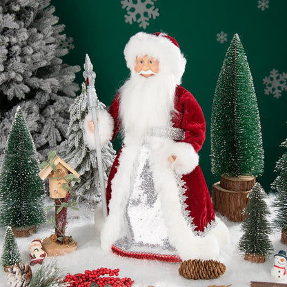 Papai Noel Grande Muñeco Cajado Azul Claro Figura do Papai Noel Ded Moroz Natalino