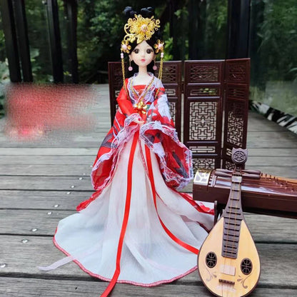 Boneca chinesa para menina, de boneca da Ásia com sapatos de suporte, cocar, boneca