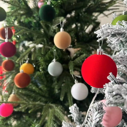 Enfeites de Natal de veludo | Bolas decorativas redondas de 12 peças | Decorações árvore