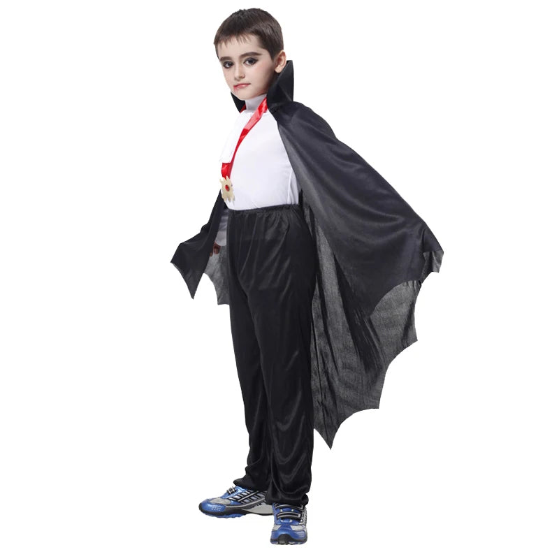 Fantasia Infantil Drácula Vampiro Halloween Cosplay + Capa