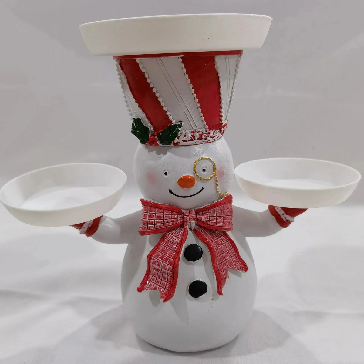 Suporte de Doces Boneco de Neve Enfeite Decorativo de Natal, Formato Boneco de Neve em Resina