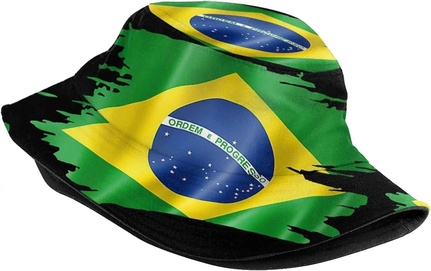 Chapéu Bucket Unissex com Estampa da Bandeira do Brasil, Estilo Pescador, Ideal Verão