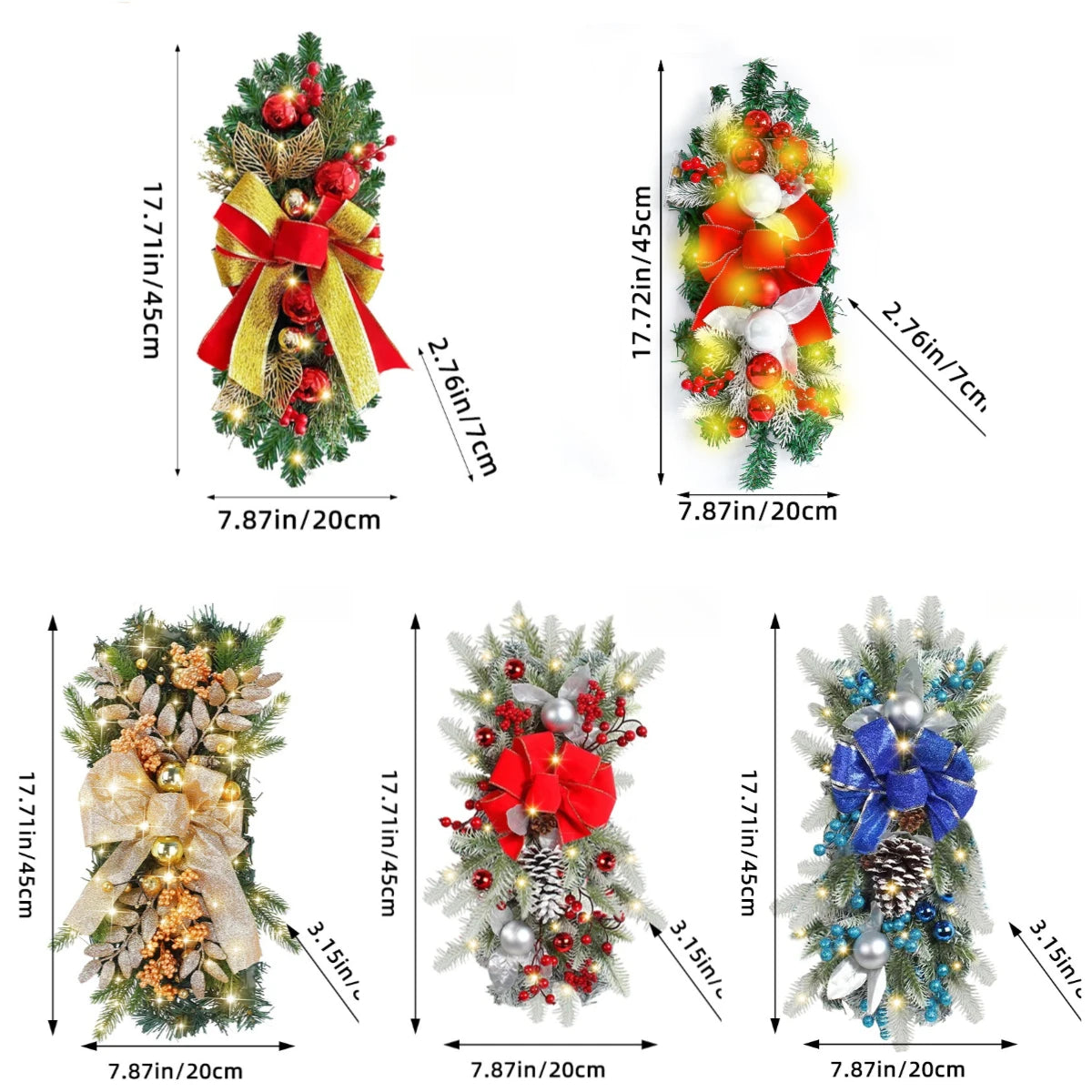 Guirlanda natalina com neve artificial Decoração de Natal Guirlanda Natal Porta Rattan