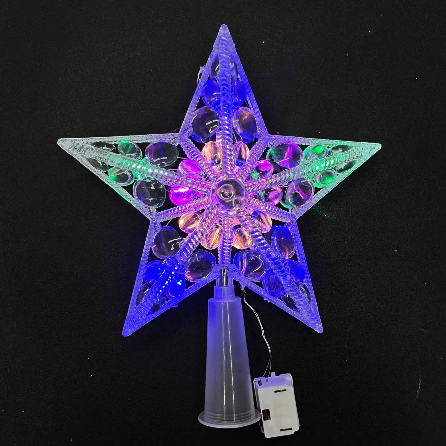 Estrela Ponteira para Árvore de Natal Colorida LED, 15 cm, Pisca-Pisca