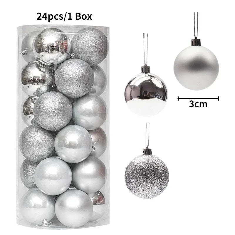 Bolas de natal Ornamentos de árvore de Natal de 3 mm de 36 quilates, grandes ornamentos