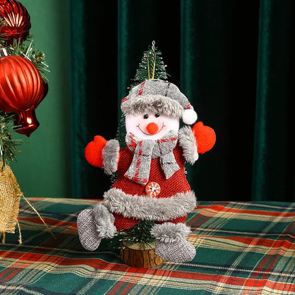 Kit Enfeites de Natal Boneco Sentado de Papai Noel Neve e Rena Decoração Natalina